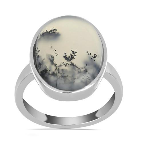 BUY GENUINE DENDRATIC AGATE GEMSTONE BIG STONE RING IN STERLING SILVER